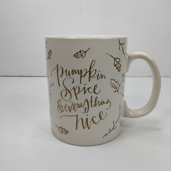 Large Pumpkin Spice and Everything Nice Fall Coffee Tea Mug Primitives by Kathy - Picture 1 of 10